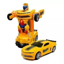 Carrinho Camaro Amarelo Vira Robô Transformers Bate Volta