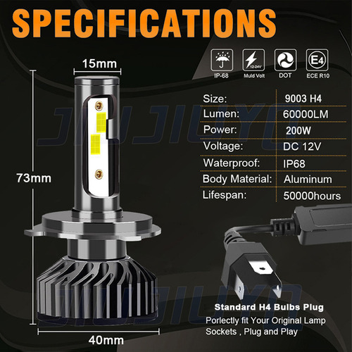 Focos Led H4 Altos Y Bajos Para Hyundai Santa Fe 2001-2006 Foto 5