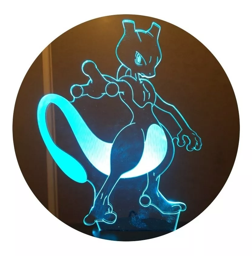 Lámpara Visual 3d Pokémon Legendario Mewtwo