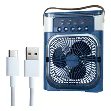 Mini Ar Condicionado Ventilador Umidificador Climatizador Cor Azul