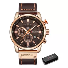 Relógio Masculino Casual Curren Quartzo Pulseira Couro 8291 