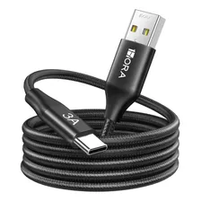 Cable Tipo C 2m Usb C A Usb A 3a Cable Carga Rapid 1hora Color Negro