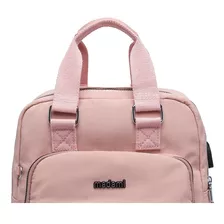 Mochila Feminino Multifuncional Notebook Escolar Viagem Usb Cor Rosa Desenho Do Tecido Liso