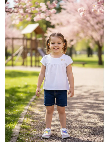 Blusa Bebê Milon Algodão Manga Curta Branca Tamanho P Branco P