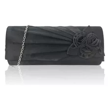 Bolso De Noche Elegante Mujer De Satén Plisado Con Cadena