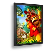 Quadro Emoldurado Poster Arcade Retro Donkey Kong Vidro A3