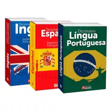 Kit 3 Dicionários Português Espanhol Inglês Mini De Bolso