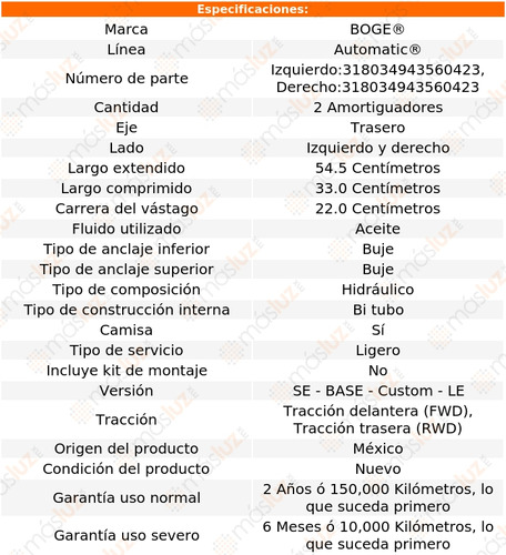 Kit 2 Amortiguadores Hid Tras Aries L4 2.6l 82/85 Boge Foto 2