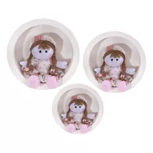 Trio De Boneca Essência Salmão Para Nicho De Quarto De Bebê