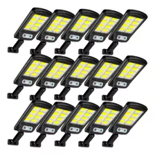 Kit 15 Luminárias Solar Refletor Poste Led 100w Potente Água Cor Preto