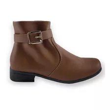 Bota Caramelo Cano Baixo Uma Tira C Fivela Salto 3 Cm - Ully