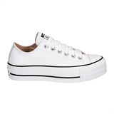 Tenis Para Mujer Converse All Star Chuck Taylor Lift Platform Leather Low Top Color Blanco/negro/blanco - Adulto 23.5 Mx