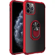 Funda Para iPhone 11 Pro Max Heavy Duty Negra Roja Anillo