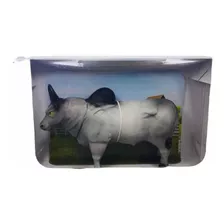 Miniatura Animal Touro Branco/cinza Chifre G Borracha