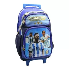 Mochila Escolar Carro 18 PuLG Afa Selección Argen Color Azul Diseño De La Tela Estampado