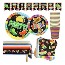 Mantel Con Pancarta Platos Vasos Diseño De Fiesta Mexicana