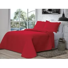 Colcha Cobre Leito Matelado Liso Queen 3 Peças Cor Vermelho