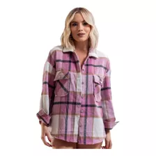 Camisa Feminina Xadrez Flanela Com Botões