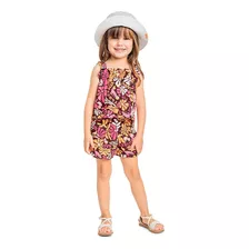 Conjunto Infantil Kely Kety Blusa E Shorts Meia Malha Estamp