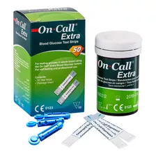 50 Tiras Glucomometro On Call Extra + 50 Lancetas - Topmedic