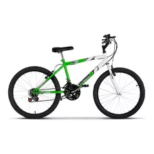 Bicicleta De Passeio Ultra Bikes Bike Aro 24 Bicolor 18 Marchas Freios V-brakes Cor Verde/branco