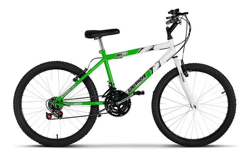 Bicicleta  De Passeio Ultra Bikes Bike Aro 24 Bicolor 18 Marchas Freios V-brakes Cor Verde/branco