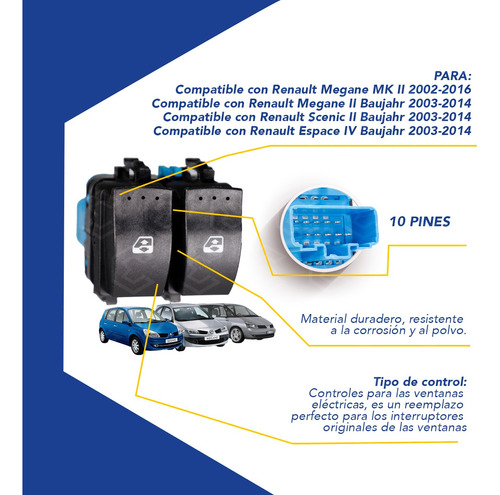 Control De Vidrios Cristal Para Renault Duster Megane Laguna Foto 2