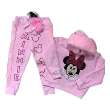 Conjunto Moletom Minnie Pompom Moda Infantil Blogueira Luxo