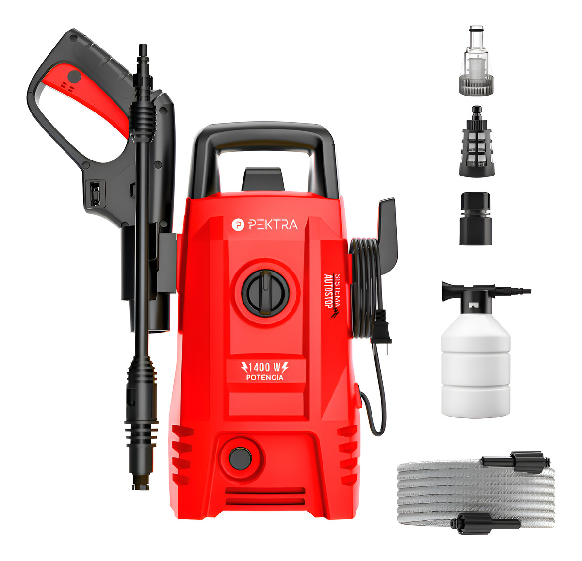 Hidrolavadora 1400w 90bar Pektra Autocebante Autostop Lanza Rojo 50