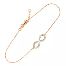 Pulsera De Oro De 14k Rose Cz Clara Infinity Colgante (7,50 