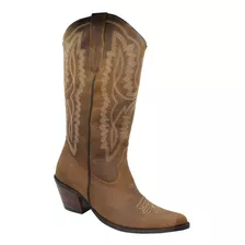 Bota Country Feminina Dallas Castor Marrom Bico Fino Vimar