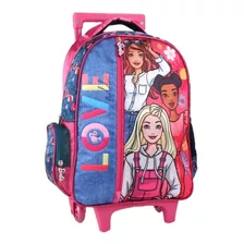 Mochila Escolar Para Niñas Barbie Con Ruedas Love Color Fucsia