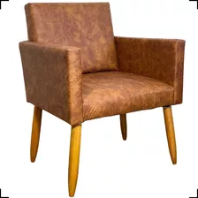 Poltrona Decorativa Cadeira Para Sala Recepção Corino Cores