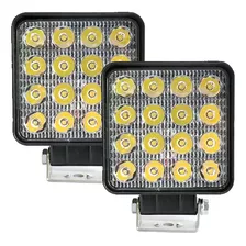 Kit 2 Farol Milha Quadrado 16 Led 12v24v 48w Off-road Branco