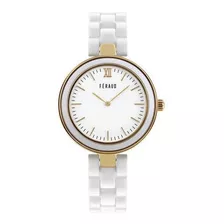 Reloj Feraud Mujer Cerámica Blanca Dorado F5536gd Meraki