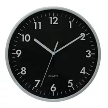 Relógio De Parede Sala Cozinha Grande 25cm Preto E Prata Yaz