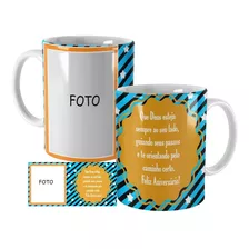 Caneca De Presente Feliz Aniversário Com Foto E Dizer