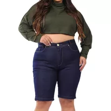 Short Jeans Feminino Ciclista Plus Size Lycra (até O Joelho)