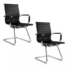 2 Cadeiras De Escritório Charles Eames Esteirinha Preta