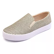 Tenis Feminino Slip On Iate Alpargata Sapatilhas Brilho 