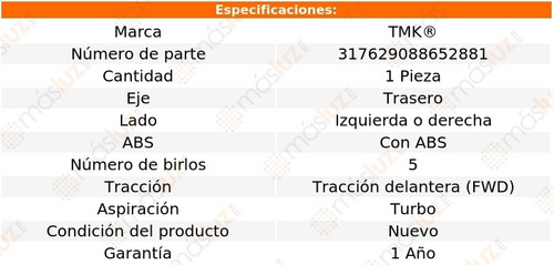 1- Maza Trasera Izq/der Con Abs Ford Edge L4 2.0l 15/19 Tmk Foto 2