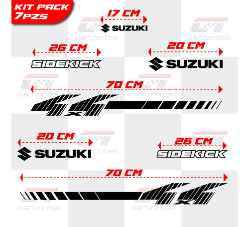 Kit Pack 7pzs Stickers Calcomana Suzuki Sidekick 4x4 Vitara Foto 5