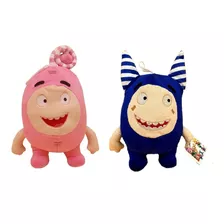 2 Pelúcias Azul E Rosa Oddbods Personagens