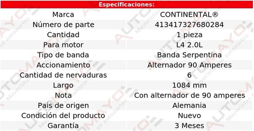 Banda Acc 1084 Mm Alt 90 Amps 405 L4 2.0l Peugeot 97-99 Foto 8