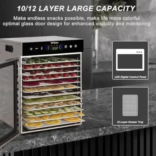 Deshidratador De Alimentos 12 Bandejas Premium 1000 W Plateado 5