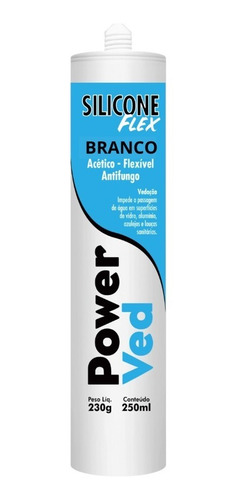 Cola Silicone Flex Power Ved Tubo Incolor Branco Cinza Preto