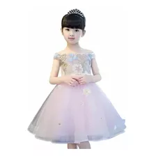  Vestido Festa Luxo Bordados 6 Anos Rosa Flores Realeza 