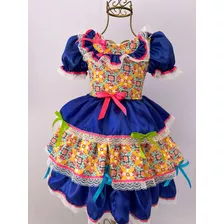 Vestido Festa Junina Infantil Babados Fitas E Laços