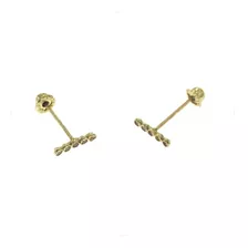 Arete Broquel Linea Zirconia Oro 10k Kt / Niña Mujer Regalo