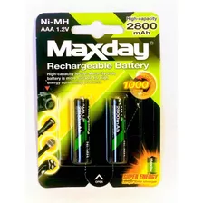 Pack De 2 Pilas Recargables Maxday Aaa 2800mah